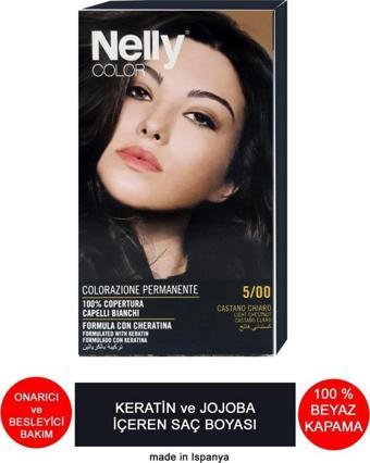 Nelly Jojoba ve Keratinli Saç Boyası 5.00 Açık Kestane