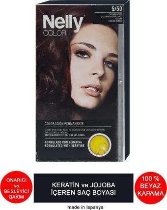 Nelly Jojoba ve Keratinli Saç Boyası 5.50 Kestane Kızıl