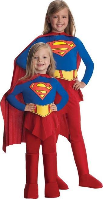 Super Girl Streç Kız Çocuk Kostümü 12-14 Yaş