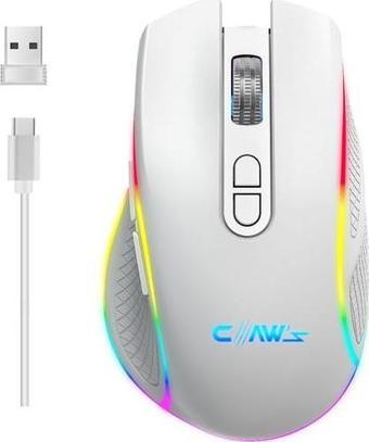 Claw's Nova Air V1 Kablosuz 10000 Dpi Pixart PMW3325 Sensör Makro Yazılımlı & 8 Tuşlu RGB Kablosuz Gaming Mouse - Beyaz