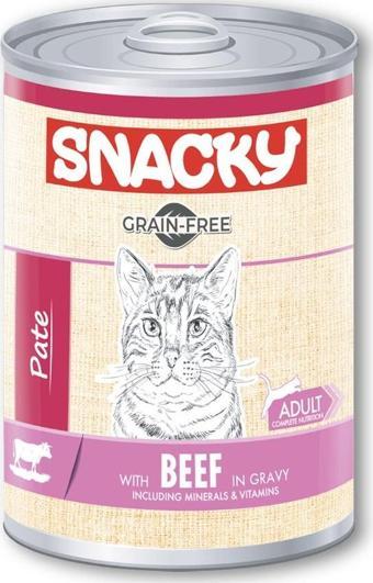 Snacky Tahılsız 400 gr Pate/Konserve SığırEtli Yetiş.Kedi 12'li