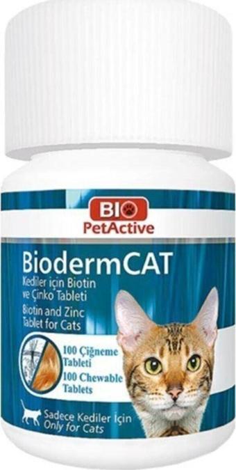 Bio PetActive Bioderm Cat 100 Tablet Kediler Için Çinko Ve Biotin Tableti