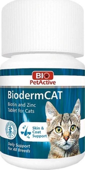 Bio PetActive Biodermcat | Kediler Için Biotin Ve Çinko Tableti 100 Tablet