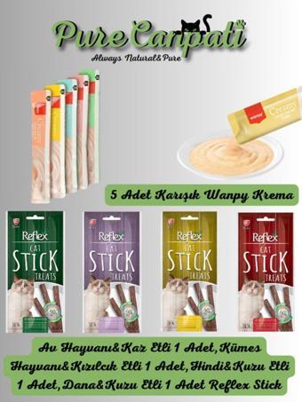 PureCanpati 5 Çeşit Karışık Sıvı Kedi Kreması + 4 Çeşit Kedi Sticks