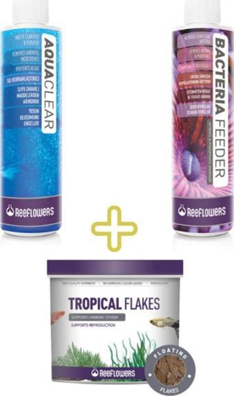 ReeFlowers Akvaryum Ürünleri Avantaj Seti ( Tropical Flakes Yem + Aquaclear + Bacteria Feeder )