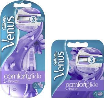 Gillette Venus Comfort Glide Breeze Tıraş Makinesi Paketi + Comfort Glide Breeze 4'Lü Yedek Başlık