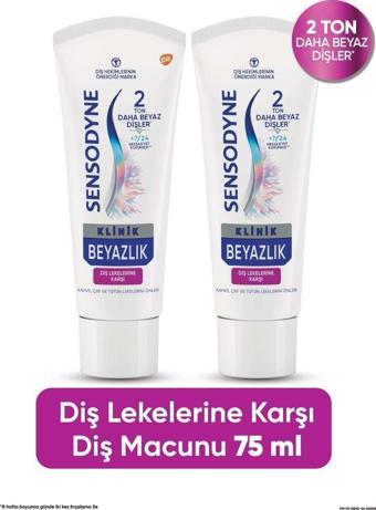 Sensodyne Klinik Beyazlık Çay, Kahve Ve Tütün Lekelerine Karşı Diş Macunu 75 ml X 2 Adet