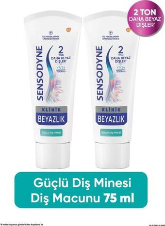 Sensodyne Klinik Beyazlık Güçlü Diş Minesi Diş Macunu 75 ml X 2 Adet