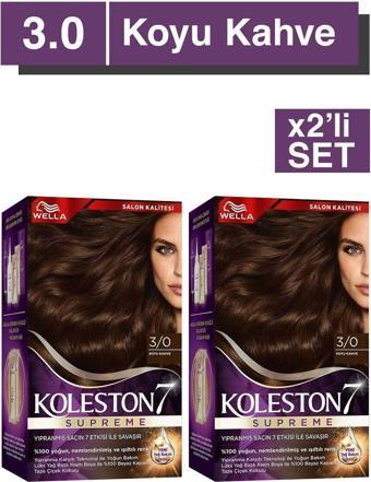 Wella Koleston Supreme Saç Boyası 3/0 Koyu Kahve x2' li Set