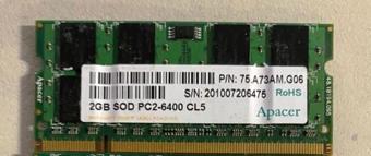 Apacer 75.A73AM.G06 2gb DDR2-800 PC2-6400 200PIN 2rx8 Notebook Ram Bellek