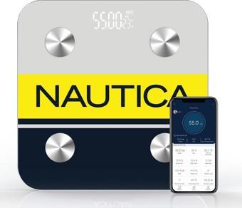 Nautica BT600 Pilli Bluetooth Vücut Analizli Yağ Kas Su Ölçer Hassas Akıllı Tartı Baskül Logo Sarı