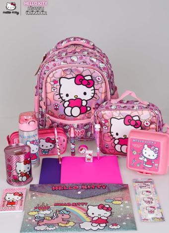 YENİ SEZON LİSANSLI HELLO KITTY İLKOKUL,BESLENME VE KALEM ÇANTASI İLE BESLENME KABI,MATARA KIRTASİYE OKUL SETİ