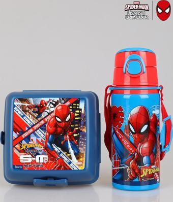 YENİ SEZON LİSANSLI SPIDERMAN 500 ML ÇELİK MATARA VE 2 KATLI BESLENME KUTUSU / LUNCH BOX SETİ