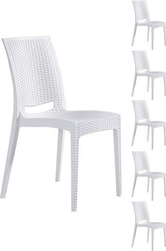 Sandalie 6 Adet Rattan Beyaz Sandalye - Bahçe&Balkon&Teras Sandalye
