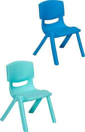 Sandalie Junior 2 Adet Ergonomik Konforlu Anaokulu Kreş Çocuk Sandalyesi - Turkuaz/Mavi