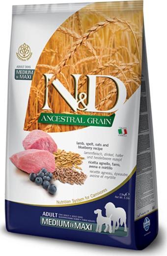 N&D Ancestral Grain Medium&maxi Az Tahıllı Kuzulu Ve Yaban Mersinli Yetişkin Köpek Maması 12 Kg