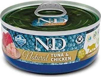 N&D Natural Tuna Balıklı ve Tavuklu Konserve Yaş Kedi Maması 140 Gr