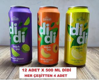 Çaykur Didi Hepsibir Paketi Bergamot + Limon + Şeftali Soğuk Çay 500 Ml X 12 Adet