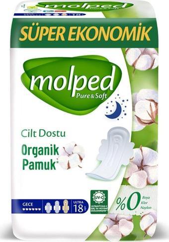 Molped Pure Soft Hijyenik Ped Gece Süper Ekonomik 18 Adet