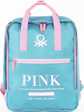United Colors of Benetton "Pink" Okul Sırt Çantası Turkuaz / 03810