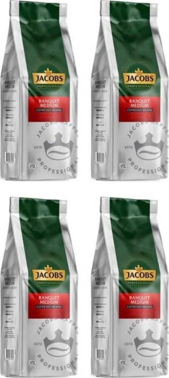 Jacobs Banquet Medium Espresso Beans Çekirdek Kahve 1000 Gr X 4 Paket