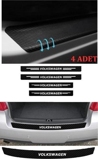 Findit Volkswagen Polo İçin Uyumlu Aksesuar Oto Bagaj Ve Kapı Eşiği Sticker Seti Karbon 