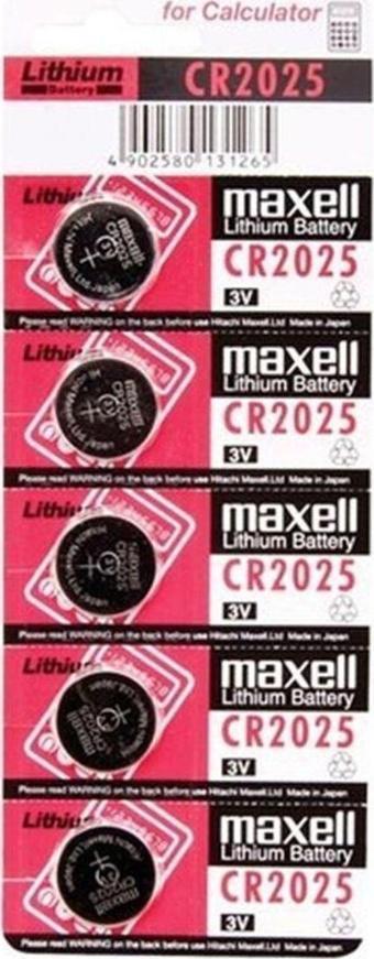 Maxell CR2025 3V Lityum Düğme Pil 5'li Paket