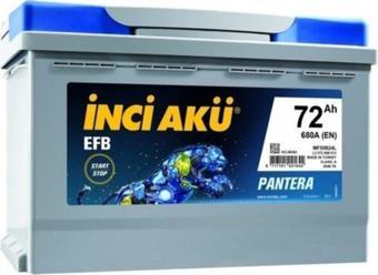 İNCİ AKÜ 12v 72ah 680a Cca Efb Pantera Start-stop Araç Aküsü 2021 Üretim