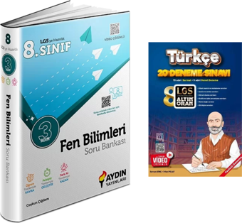 Aydın Yayınları 8.sınıf 3 Adım Fen Bil. Soru Bankası &  8.sınıf Türkçe 20 Deneme - Aydın Yayınları
