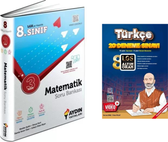 Aydın Yayınları 8.sınıf 3 Adım Matematik Soru Bankası &  8.sınıf Türkçe 20 Deneme - Aydın Yayınları