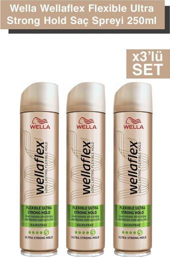 Wella Wellaflex Flexible Ultra Strong Hold Saç Spreyi - 250 ml x3’lu Set 