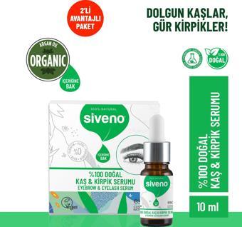 Siveno %100 Doğal Kaş ve Kirpik Serumu Bitkisel Yoğunlaştırıcı Canlandırıcı Yoğun Bakım Yağı Vegan 10 ml X2 Adet