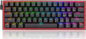 Redragon FIZZ RGB %60 Kablolu Mekanik Klavye, Türkçe, Red Switch, Siyah