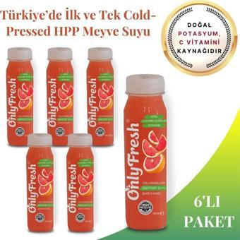 Only Fresh Greyfurt Suyu Taze Soğuk Sıkım (Cold Pressed) 6 Adet 250ml