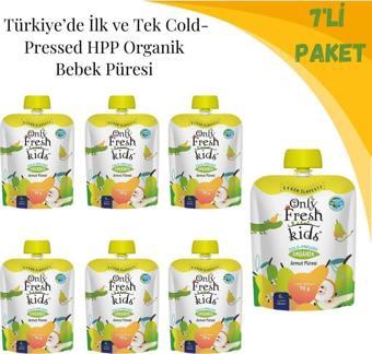 Only Fresh Organik Taze Soğuk Sıkım Armut Bebek Püresi 7'li Paket