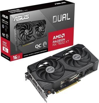 ASUS DUAL-RX7600XT-O16G AMD RADEON RX 7600 XT 16GB GDDR6 128bit OC HDMI 3xDP EKRAN KARTI