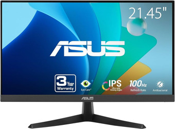 ASUS VY229HF 21.5&quot; 1ms, 100Hz, Full HD, HDMI, D-Sub, IPS LED, Çerçevesiz Tasarım, Mavi Işık Filtresi, FreeSync GAMI