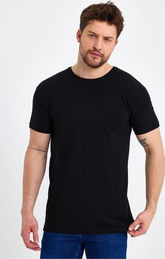 Genius Store Erkek Bisiklet Yaka Basic Siyah Tişört Siyah 2Xl