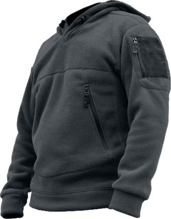 Genius Store Erkek Polar Outdoor Kapşonlu Kombat Tactical Cepli Polar Füme M