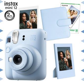 Instax mini 12 Mavi Fotoğraf Makinesi-10'lu Film-Çerçeve ve Kare Albüm Seti