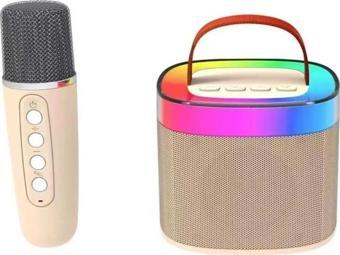 Doppler Diamond Krem Ledli Bluetooth Hoparlör Özellikli Mikrofonlu Mini Karaoke Seti