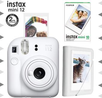 Instax mini 12 Beyaz Fotoğraf Makinesi-10'lu Film ve Mini Albüm Seti