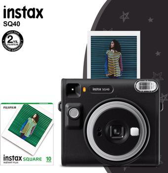 Instax SQ40 Siyah Fotoğraf Makinesi ve 10lu Kare Film