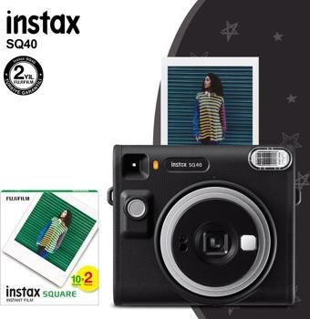 Instax SQ40 Siyah Fotoğraf Makinesi ve 20li Kare Film