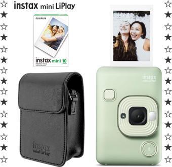 Instax mini LiPlay Hybrid Matcha Green Fotoğraf Makinesi 10'lu Film ve Deri Kılıf Hediye Seti