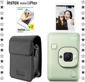 Instax mini LiPlay Hybrid Matcha Green Fotoğraf Makinesi 20'li Film ve Deri Kılıf Hediye Seti