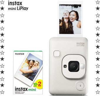 Instax mini LiPlay Hybrid Misty White Fotoğraf Makinesi 20'li Film