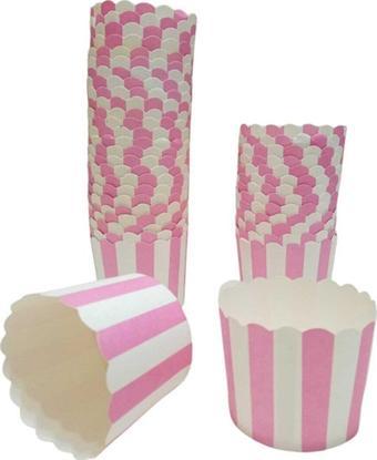 Cupcake/Muffin /Suffle Kek Kapsülü Pembe Beyaz 25 li