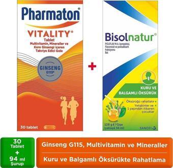 Pharmaton Vitality 30 Tablet & Bisolnatur Doğal İçerikli Öksürük Şurubu