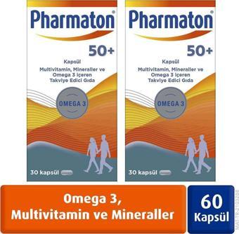 Pharmaton 50 Plus 30 Kapsül Omega 3, Multivitamin ve Mineraller 2'li Avantaj Paketi